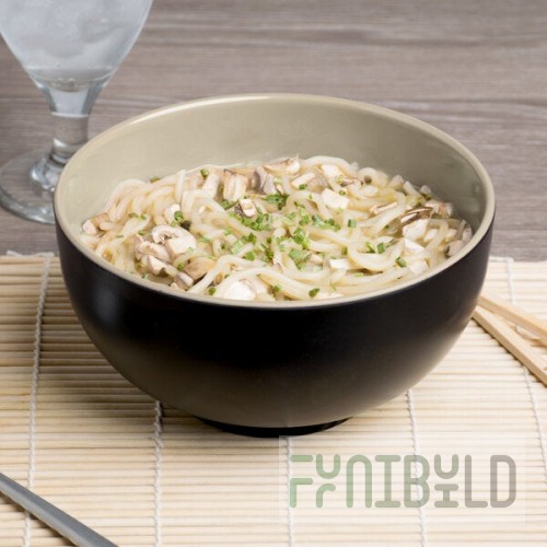 Elite Global Solutions JW542T Karma 1.5 Qt. Ebony and Sand Round Two-Tone Melamine Bowl - 6/Case
