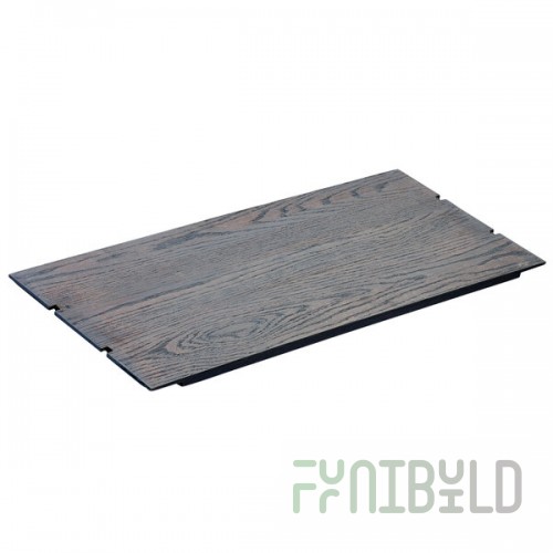 Cal-Mil 3826-1124-83 Ashwood Gray Oak Wood Notched Rectangular Riser Shelf - 11