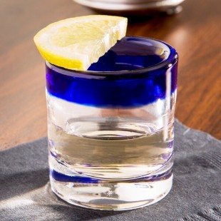 Libbey 92311 Aruba 2.5 oz. Customizable Shot Glass with Cobalt Blue Rim - 24/Case
