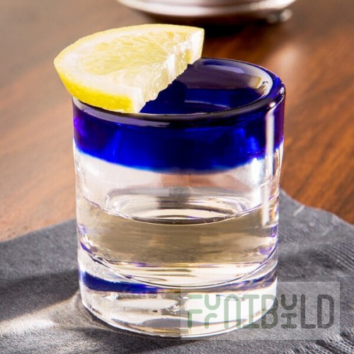 Libbey 92311 Aruba 2.5 oz. Customizable Shot Glass with Cobalt Blue Rim - 24/Case