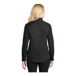 Port Authority L608 Women's Customizable Black / Light Stone Long Sleeve Wrinkle-Resistant Easy-Care Dress Shirt - S