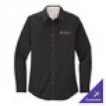 Port Authority L608 Women's Customizable Black / Light Stone Long Sleeve Wrinkle-Resistant Easy-Care Dress Shirt - S
