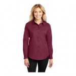 Port Authority L608 Women's Customizable Black / Light Stone Long Sleeve Wrinkle-Resistant Easy-Care Dress Shirt - S