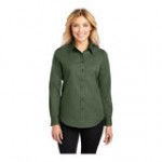 Port Authority L608 Women's Customizable Black / Light Stone Long Sleeve Wrinkle-Resistant Easy-Care Dress Shirt - S