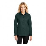Port Authority L608 Women's Customizable Black / Light Stone Long Sleeve Wrinkle-Resistant Easy-Care Dress Shirt - S