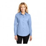 Port Authority L608 Women's Customizable Black / Light Stone Long Sleeve Wrinkle-Resistant Easy-Care Dress Shirt - S