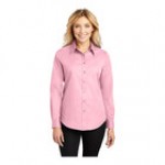 Port Authority L608 Women's Customizable Black / Light Stone Long Sleeve Wrinkle-Resistant Easy-Care Dress Shirt - S