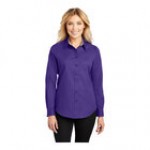 Port Authority L608 Women's Customizable Black / Light Stone Long Sleeve Wrinkle-Resistant Easy-Care Dress Shirt - S