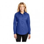 Port Authority L608 Women's Customizable Black / Light Stone Long Sleeve Wrinkle-Resistant Easy-Care Dress Shirt - S