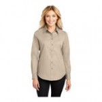 Port Authority L608 Women's Customizable Black / Light Stone Long Sleeve Wrinkle-Resistant Easy-Care Dress Shirt - S