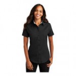 Port Authority L608 Women's Customizable Black / Light Stone Long Sleeve Wrinkle-Resistant Easy-Care Dress Shirt - S