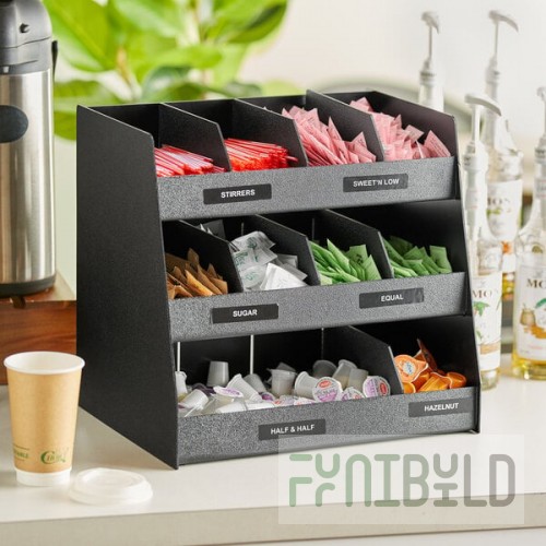 ServSense Black 11-Section Countertop Condiment Organizer - 16