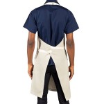 Uncommon Chef 3115 Sand Beige Customizable 100% Cotton Canvas Vibe Bib Apron with Natural Webbing and 3 Pockets - 34
