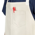 Uncommon Chef 3115 Sand Beige Customizable 100% Cotton Canvas Vibe Bib Apron with Natural Webbing and 3 Pockets - 34