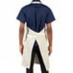 Uncommon Chef 3115 Sand Beige Customizable 100% Cotton Canvas Vibe Bib Apron with Natural Webbing and 3 Pockets - 34