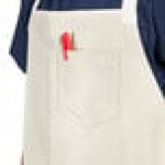 Uncommon Chef 3115 Sand Beige Customizable 100% Cotton Canvas Vibe Bib Apron with Natural Webbing and 3 Pockets - 34