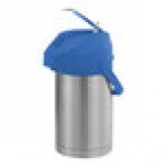 Service Ideas Color-Me-SVAC 2.5 Liter Brushed Stainless Steel Lined Airpot with Lever and Blue Top CTAL25BLU