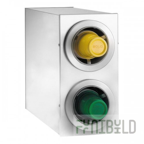 Dispense-Rite Stainless Steel One-Size-Fits-All 2-Compartment Countertop Cup Dispenser CTC-R-2SS