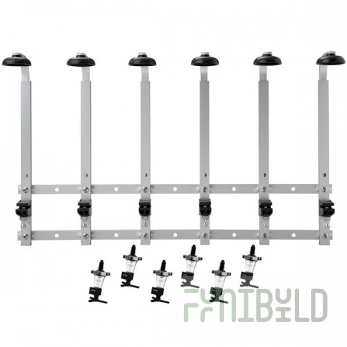 Precision Pours WM 1 1/4 oz MM Rack & Pour 1.25 oz. Wall Mount 6 Bottle Measured Liquor Pourer and Rack System with Shot-Counting Meter