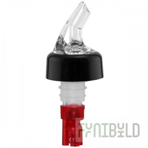 Franmara Bar-Pro 1 oz. Clear Spout / Red Tail Measured Liquor Pourer with Collar 8765 BU - 12/Pack