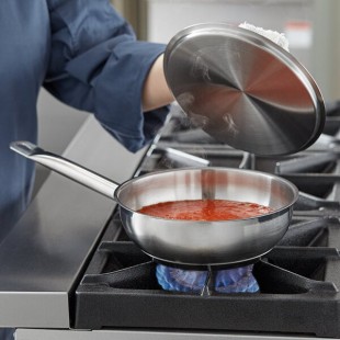 Vigor SS1 Series 2 Qt. Stainless Steel Saucier Pan with Aluminum-Clad Bottom and Cover Vigor SS1 Series 2 Qt. Stainless Steel Saucier Pan with Aluminum-Clad Bottom and Cover