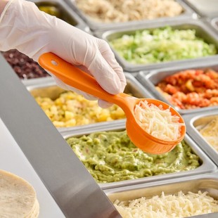 Carlisle 492524 Measure Misers 2.5 oz. Orange Acetal Short Handle Portion Spoon