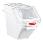 Rubbermaid® FG9G5700WHT ProSave 6.3 Gallon / 100 Cup White Shelf Ingredient Storage Bin with Sliding Lid & Scoop Rubbermaid® FG9G5700WHT ProSave 6.3 Gallon / 100 Cup White Shelf Ingredient Storage Bin with Sliding Lid & Scoop