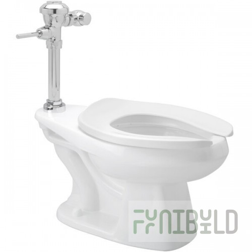 Scratch and Dent Zurn Elkay One Z.WC3.AM Manual Toilet System with ADA Height Floor Mounted Toilet and Flush Valve - 1.1 GPF