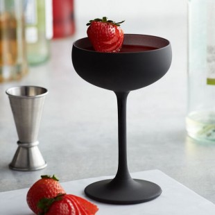 Stolzle Glisten from Global Tableware Collective 8 oz. Matte Black/Silver Coupe Glass - 6/Case Stolzle Glisten from Global Tableware Collective 8 oz. Matte Black/Silver Coupe Glass - 6/Case