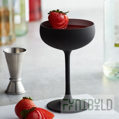 Stolzle Glisten from Global Tableware Collective 8 oz. Matte Black/Silver Coupe Glass - 6/Case