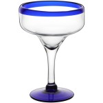Acopa Tropic 12 oz. Margarita Glass with Blue Rim and Base - 12/Case Acopa Tropic 12 oz. Margarita Glass with Blue Rim and Base - 12/Case