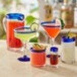 Acopa Tropic 12 oz. Margarita Glass with Blue Rim and Base - 12/Case Acopa Tropic 12 oz. Margarita Glass with Blue Rim and Base - 12/Case