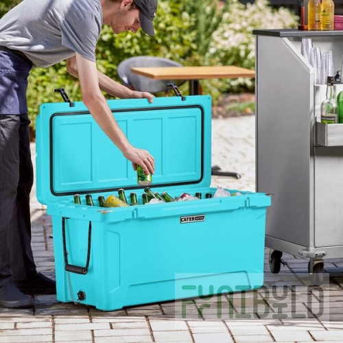 CaterGator CG100BL Sky Blue 110 Qt. Rotomolded Outdoor Cooler / Ice Chest