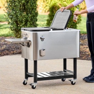 Choice 100 Qt. Stainless Steel Beverage Cooler Cart - 43