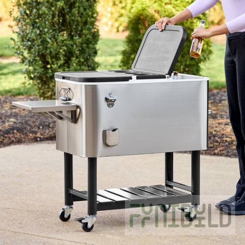 Choice 100 Qt. Stainless Steel Beverage Cooler Cart - 43