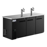 Avantco Black Kegerator / Beer Dispenser with 2 Triple Tap Towers - (3) 1/2 Keg Capacity