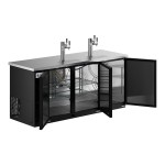 Avantco Black Kegerator / Beer Dispenser with 2 Triple Tap Towers - (3) 1/2 Keg Capacity