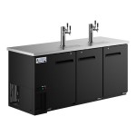 Avantco Black Kegerator / Beer Dispenser with 2 Triple Tap Towers - (3) 1/2 Keg Capacity