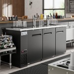 Avantco Black Kegerator / Beer Dispenser with 2 Triple Tap Towers - (3) 1/2 Keg Capacity