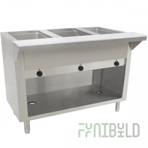 Advance Tabco SW-3E-240-BS-T Three Pan Electric Hot Food Table with Thermostatic Control and Enclosed Base - Sealed Well, 208/240V
