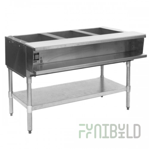 Eagle Group AWTP3 Liquid Propane Three Pan Sealed Well Water Bath Steam Table with Galvanized Legs and Safety Pilot