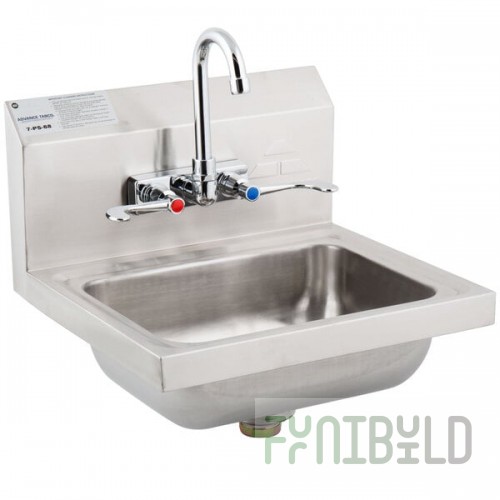 Advance Tabco 7-PS-68 Hand Sink with Splash Mount Faucet and Wrist Handles - 17 1/4