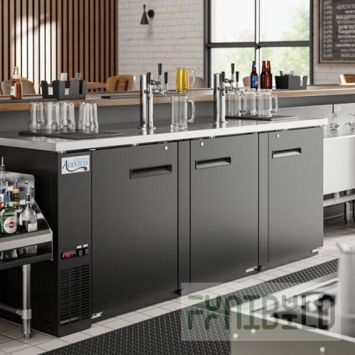 Avantco UDD-4-HC (2) Triple Tap Kegerator Beer Dispenser - Black, (3) 1/2 Keg Capacity