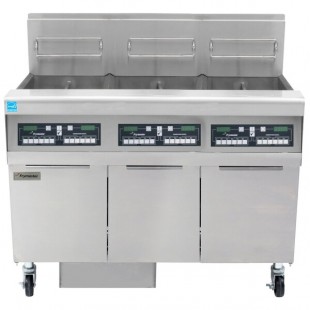 Frymaster FPPH355 Natural Gas 150 lb. 3 Unit High-Efficiency Gas Floor Fryer System with CM3.5 Controls - 240,000 BTU