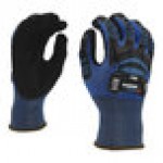 Cordova OGRE CRX-2 18 Gauge Blue CRX Fiber Touchscreen Food-Safe Gloves with Black Sandy Nitrile Palm Coating and TPR Protectors - Large