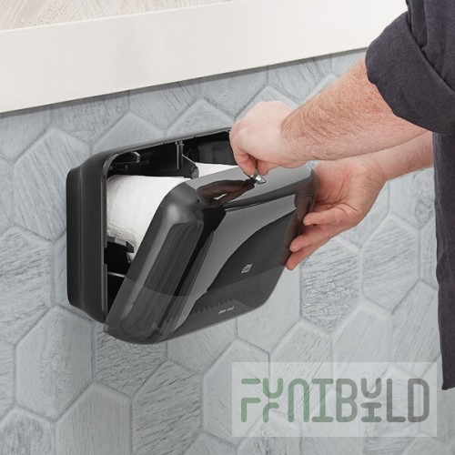 Tork Elevation OptiServe 558068 Coreless High-Capacity Black Double Roll Toilet Tissue Dispenser T5 / T7
