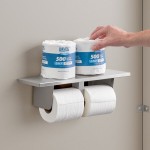 Lavex Two-Roll Stainless Steel Toilet Tissue Dispenser with Utility Shelf Lavex Two-Roll Stainless Steel Toilet Tissue Dispenser with Utility Shelf