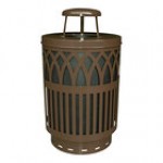 Witt Industries COV40P-RC-BK Covington 40 Gallon Black Steel Round Outdoor Decorative Trash Can with Rain Cap Lid Witt Industries COV40P-RC-BK Covington 40 Gallon Black Steel Round Outdoor Decorative Trash Can with Rain Cap Lid