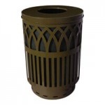 Witt Industries COV40P-RC-BK Covington 40 Gallon Black Steel Round Outdoor Decorative Trash Can with Rain Cap Lid Witt Industries COV40P-RC-BK Covington 40 Gallon Black Steel Round Outdoor Decorative Trash Can with Rain Cap Lid