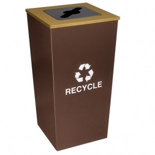 Ex-Cell Kaiser RC-MTR-34 R Metro Companion XL 34 Gallon Hammered Copper Square Recyclables Receptacle